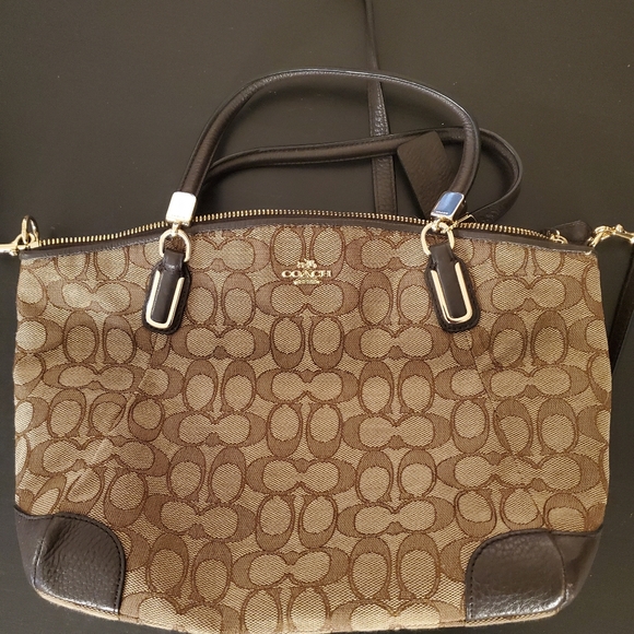 Brown Coach Signature Logo Purse - Picture 1 of 5